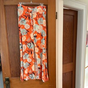 Floral Maxi Skirt in Orange and Blue